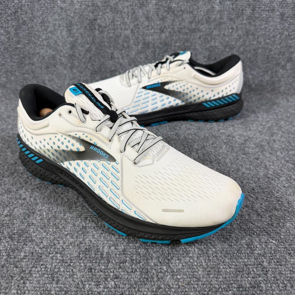 Brooks Adrenaline GTS 21 Men's Size 13 D White Blue Running Shoes 1103491D190